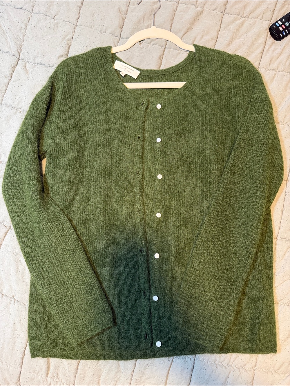 Sezane Olive Green Button-Up Knit Cardigan